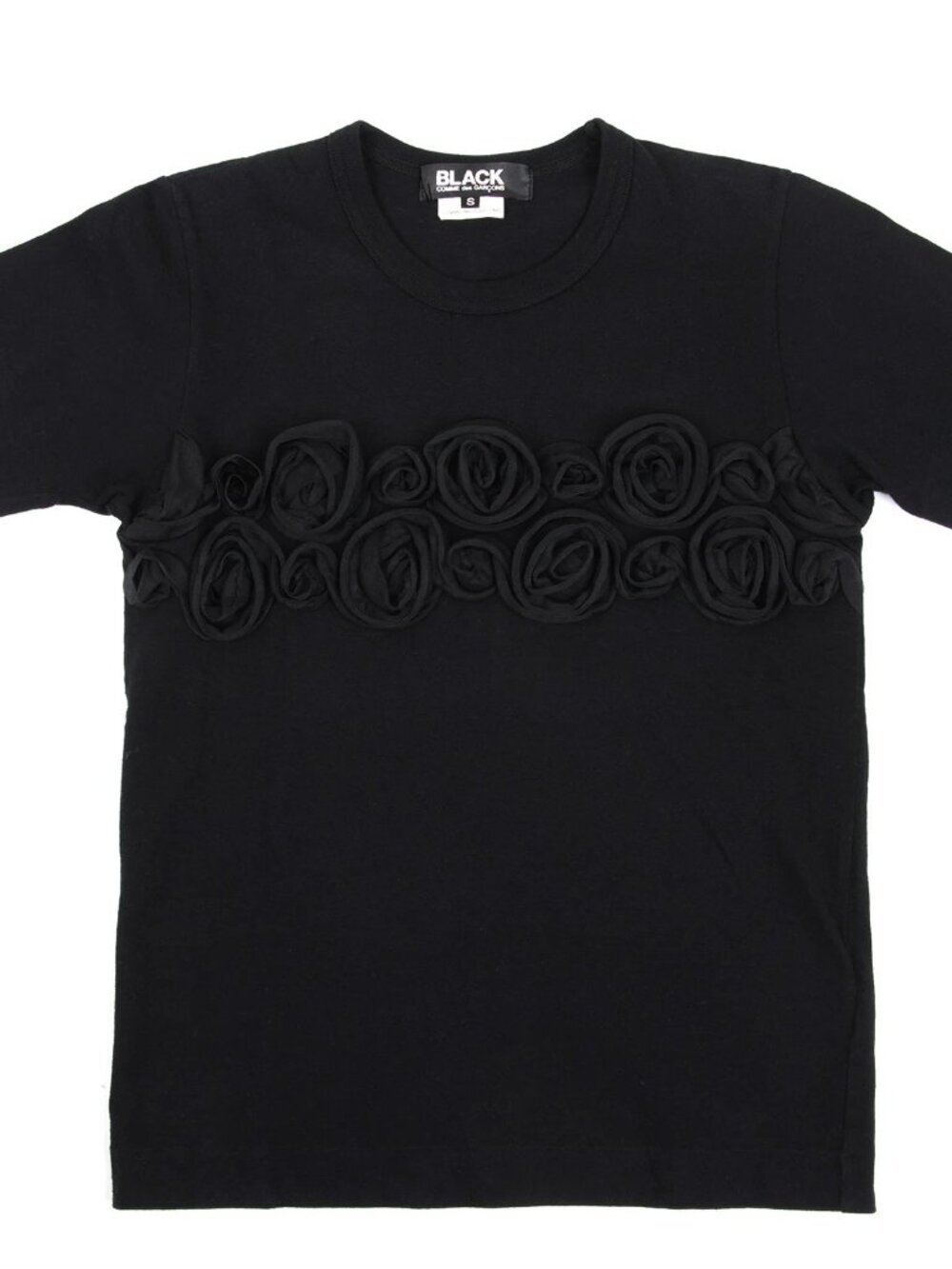 BLACK Comme des Garcons Womens Rose Motif T-Shirt Black - Size S